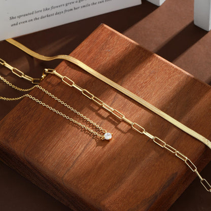 Coshilta Layered Gold Necklaces for Women, 14K Plated Gold Sterling Silver Plated Dainty Pendant Necklace Set with Cubic Zirconia,Stackable Chain Choker,Trendy Personalized Jewelry Gift Non Tarnish