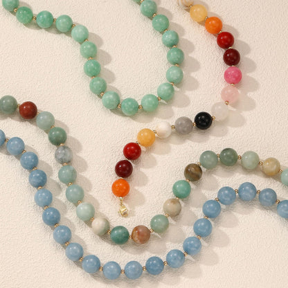Colorful Beaded Necklace for Women Boho Statement Chunky Necklace Natural Stone Beads Gemstone Choker Necklaces Handmade Summer Beach Jewelry