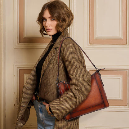 Iswee Leather Crossbody Bags for Women Shoulder Purse Medium Hobo Genuine Leather Satchel Purses and Handbags
