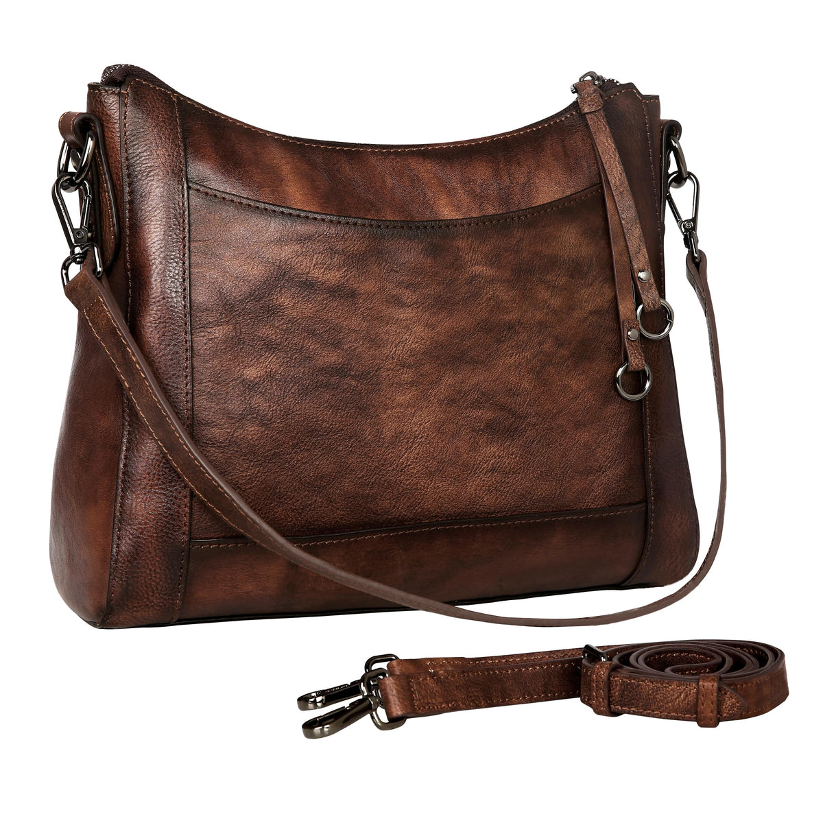 Iswee Leather Crossbody Bags for Women Shoulder Purse Medium Hobo Genuine Leather Satchel Purses and Handbags