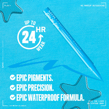NYX PROFESSIONAL MAKEUP Epic Ink Liner, Waterproof Liquid Eyeliner - Black, Vegan Formula