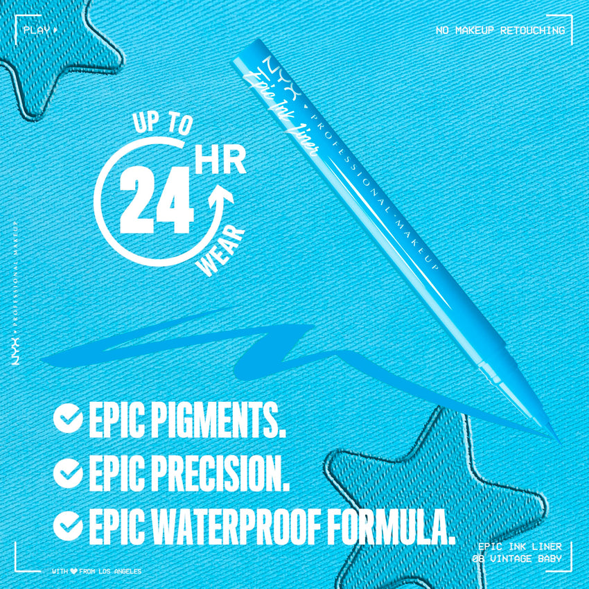 NYX PROFESSIONAL MAKEUP Epic Ink Liner, Waterproof Liquid Eyeliner - Black, Vegan Formula