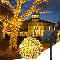 Minetom Solar String Lights Outdoor Waterproof- 40 FT 100 LED Solar Powered String Lights with 8 Lighting Modes, IP65 Waterproof Solar Christmas Lights for Outdoor Outside Tree Party Decor, Warm White