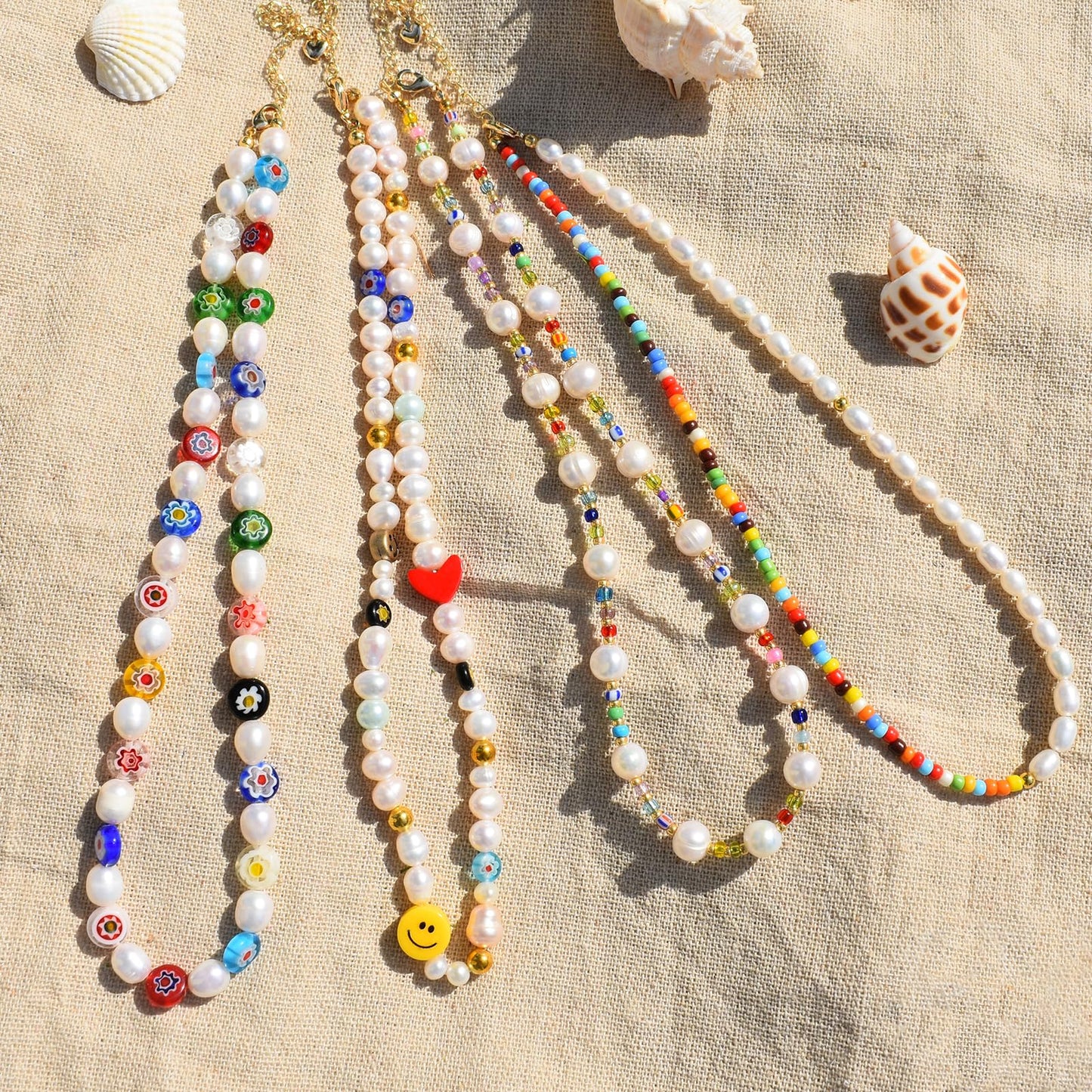 Natural Freshwater Pearl Fun Flirty Beaded Choker Necklace Handmade Summer Boho Jewlery Gifts for Women Teen