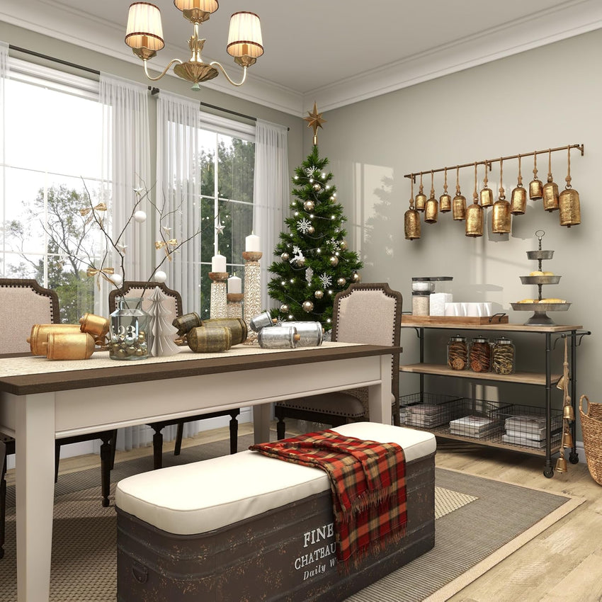 Deco 79 Rustic Metal Cowbell Decorative Bells, 4" x 3" x 29.01", Gold