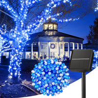 Minetom Solar String Lights Outdoor Waterproof- 40 FT 100 LED Solar Powered String Lights with 8 Lighting Modes, IP65 Waterproof Solar Christmas Lights for Outdoor Outside Tree Party Decor, Warm White