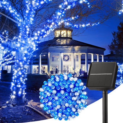 Minetom Solar String Lights Outdoor Waterproof- 40 FT 100 LED Solar Powered String Lights with 8 Lighting Modes, IP65 Waterproof Solar Christmas Lights for Outdoor Outside Tree Party Decor, Warm White