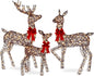 Best Choice Products 3-Piece Large Lighted Christmas Deer Family Set 5Ft Outdoor Yard Decoration with 360 LED Lights, Stakes, Zip Ties - White