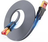 Snowkids Cat 8 Ethernet Cable 6FT, High Speed 40Gbps,2000Mhz Braided High Duty LAN Cable,Gold Plated RJ45 Connector,S/FTP Shielded Indoor Flat 26AWG Network Cable for Modem/Router/PS3/4/5/Gaming/PC