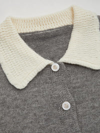 CIDER Cardigans for Women Trendy Knit Collar Button Up Contrasting Binding Regular Fit Crew Neck Cardigan