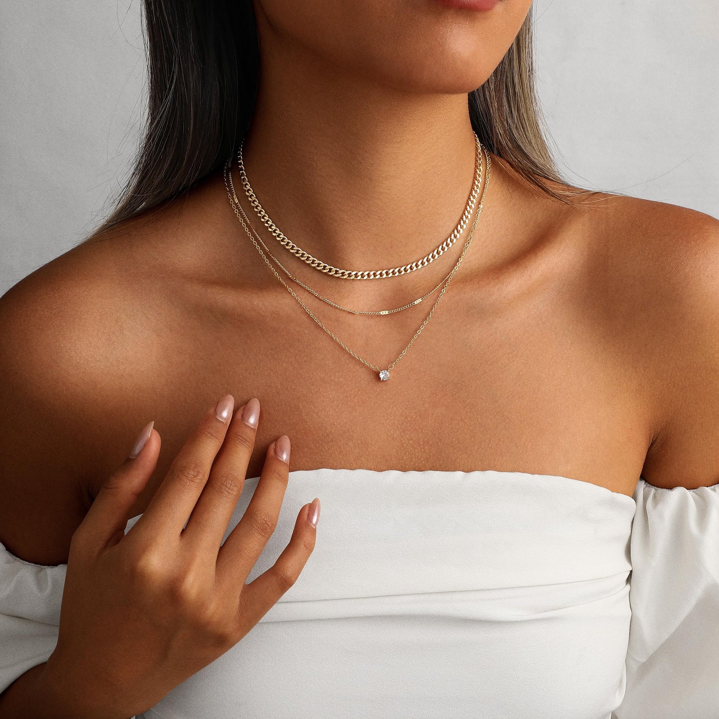 Coshilta Layered Gold Necklaces for Women, 14K Plated Gold Sterling Silver Plated Dainty Pendant Necklace Set with Cubic Zirconia,Stackable Chain Choker,Trendy Personalized Jewelry Gift Non Tarnish