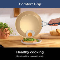 Ninja Ceramic Cookware Set, Extended Life 11-Piece Kitchen Cookware Sets with Comfort Grip, Nonstick Fry Pans, Pots, PTFE Free, Oven & Dishwasher Safe, Stovetop Compatible, Navy Blue, CW49011