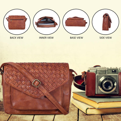 Leather Flapover Crossbody Handbag Purse for Women with Adjustable Strap & Overflap Snap Closure Tote/Bag