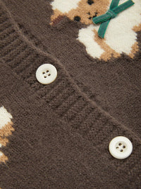 CIDER Women Going Out Knit Cute Cardigan Sweater Sheep Embroidery Ribbon Tie Casual Cardigan
