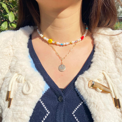 Natural Freshwater Pearl Fun Flirty Beaded Choker Necklace Handmade Summer Boho Jewlery Gifts for Women Teen