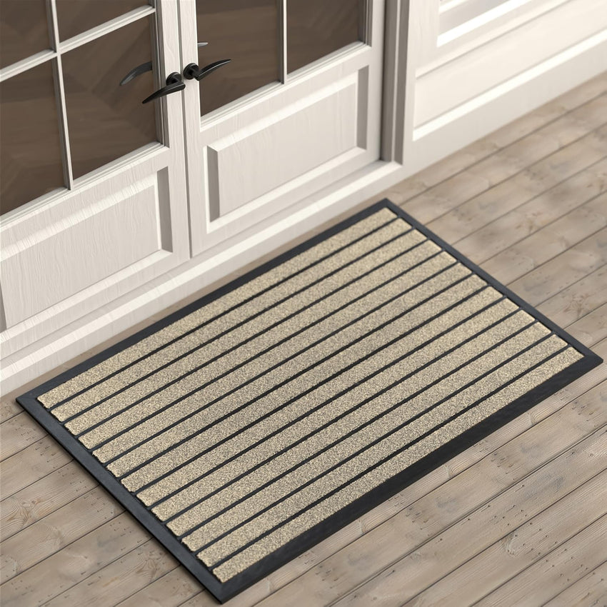 ubdyo Extra Durable Door Mat - Dirt Trapping Outdoor Welcome Mats - Non-Slip Outdoor Indoor Entrance - Low Profile Front Doormat (30" x 17", Bright Brown)