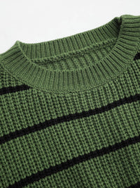 CIDER Women’s Cropped Striped Sweater Long Sleeve Crew Neck Trendy Pullover Tops