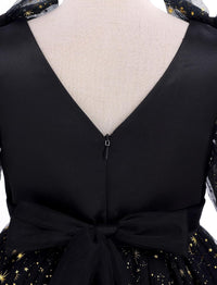 IMEKIS Toddler Kids Girls Tulle Dress Floral Embroidery Sparkly Wedding Party Long Sleeve Fall Photo Shoot Outfit 2-8T