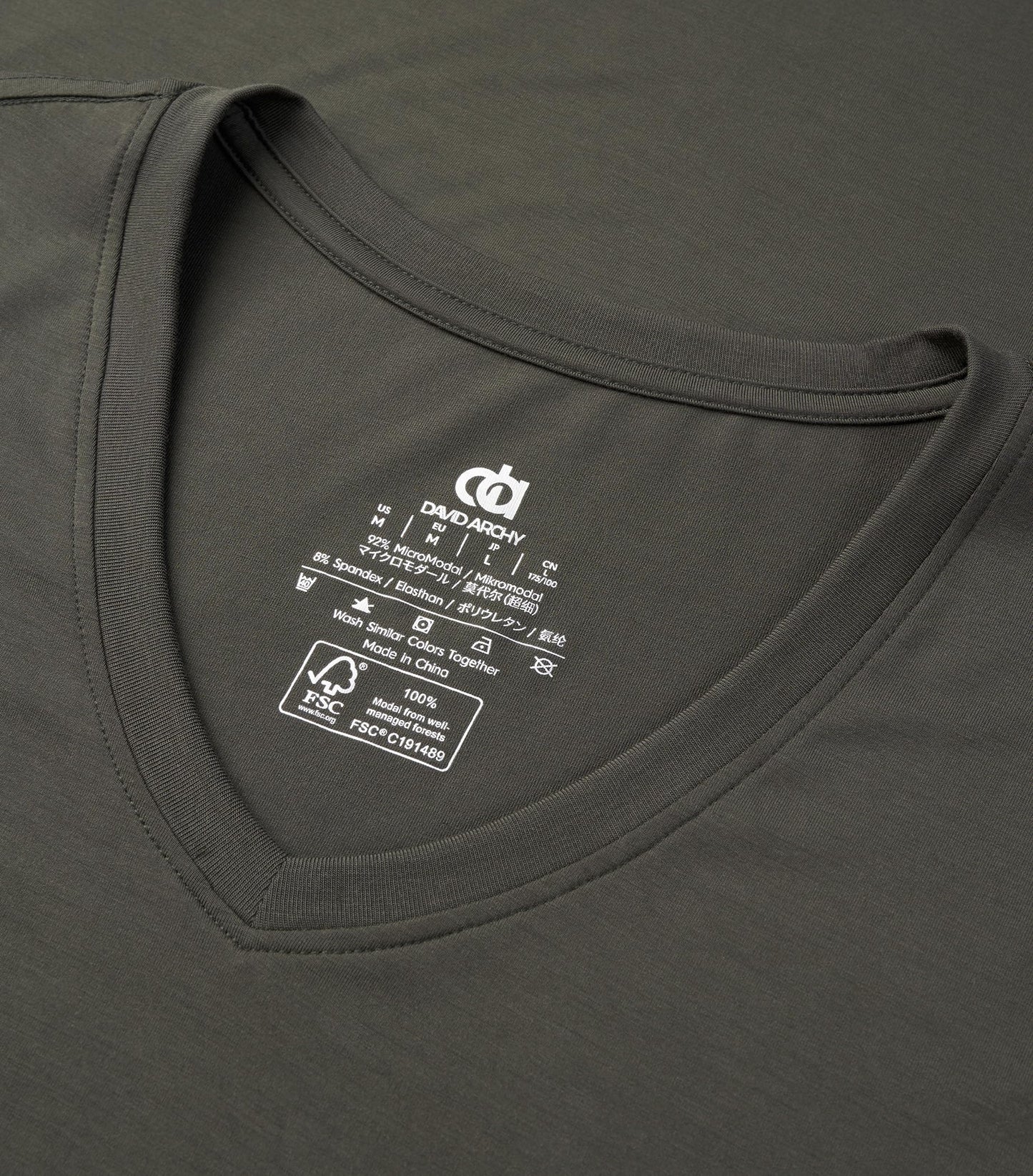 DAVID ARCHY Men's Undershirts Micro Modal Ultra Soft T-Shirts Stretch Moisture-Wicking Crewneck/V-Neck Tees for Men, 3-Pack