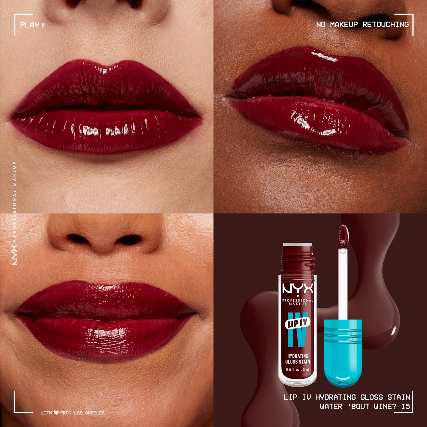 NYX PROFESSIONAL MAKEUP Lip IV Hydrating Glossy Lip Stain with 12HR Hydration - Drippin In Rose (Pink)