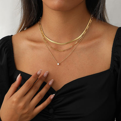 Coshilta Layered Gold Necklaces for Women, 14K Plated Gold Sterling Silver Plated Dainty Pendant Necklace Set with Cubic Zirconia,Stackable Chain Choker,Trendy Personalized Jewelry Gift Non Tarnish