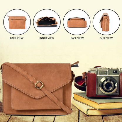 Leather Flapover Crossbody Handbag Purse for Women with Adjustable Strap & Overflap Snap Closure Tote/Bag