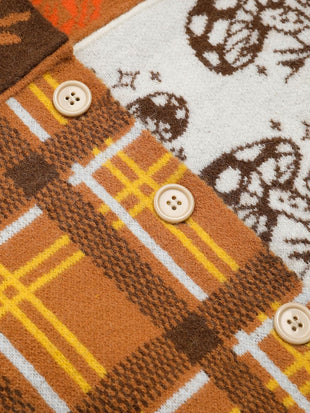 CIDER Cardigans for Women Trendy Mushroom Patchy V Neck Knit Button Down Conversational Pattern Oversized Cardigan