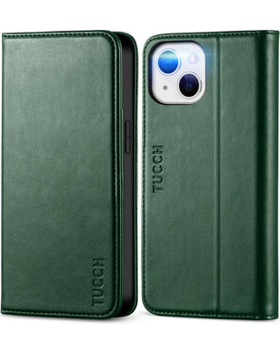 TUCCH Case Wallet for iPhone 13 5G, PU Leather Flip Folio Cover with [3 Card Slots], Stand Book Design [Shockproof TPU Interior Case] Compatible with iPhone 13 6.1-inch 2021, Black