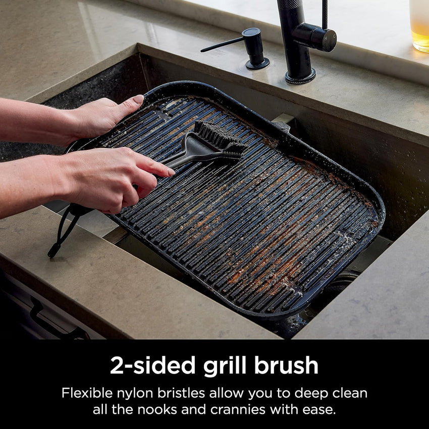 Ninja XSKBRUSHXL Woodfire Outdoor Grill Cleaning Brush, Compatible with All Ninja Woodfire Outdoor Grills (OG700, OG800, and OG900 Series), Non-Scratch, Heat Resistant, Scraper Tool, Black