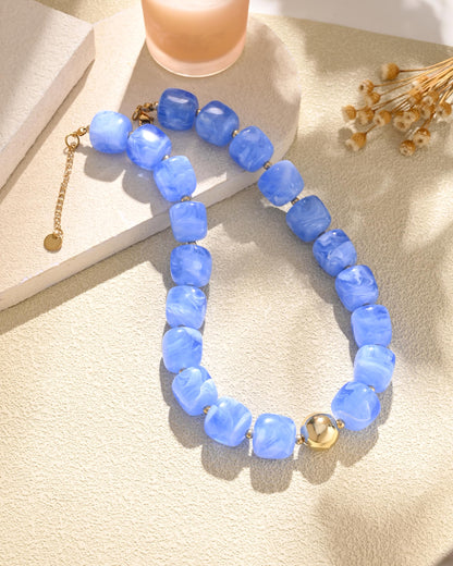 Chunky Beaded Statement Necklace for Women Trendy Colorful Boho Resin Bead Choker Necklaces Summer Handmade Jewelry Gifts Accessories
