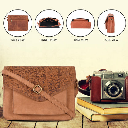 Leather Flapover Crossbody Handbag Purse for Women with Adjustable Strap & Overflap Snap Closure Tote/Bag
