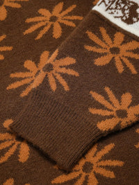 CIDER Cardigans for Women Trendy Mushroom Patchy V Neck Knit Button Down Conversational Pattern Oversized Cardigan