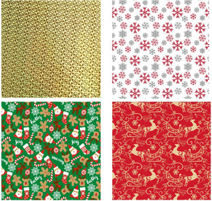 Christmas Gift Bags,40Pcs Santa Wrapping Bag in 4 Sizes and 4 Designs with Inserted Drawstring Ribbons and Tags for Wrapping Holiday