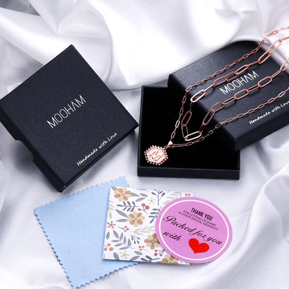 M MOOHAM Dainty Initial Necklaces for Women, 14K-Gold-Plated Layering Necklace for Women Cute Hexagon Letter Initial Necklace Layered Necklaces for Womens Teen Girl Gifts