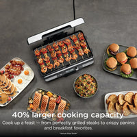 Ninja Sizzle Pro XL 20-Inch Indoor Griddle + Grill, Detachable Ventilated Lid, Grease Control, Ceramic Nonstick Plates, Even Edge-to-Edge Cooking, Extra Large Capacity, Versatile, Silver, GX101