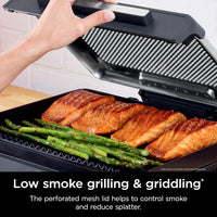 Ninja Griddle and Indoor Grill, 14’’, Electric Grill, For Steak, Burgers, Salmon, Veggies, and More, Pancake Griddle, Nonstick, Dishwasher Safe, 500F, Even Cooking, Silver, GR101