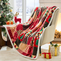 Christmas Throw Blanket, Christmas Decorations Gifts for Women, Sherpa Flannel Fleece Winter Holiday Blanket, Fluffy Cozy Soft Christams Throws for Couch Sofa Bed, ChristamsRhombus, 50" X 60"