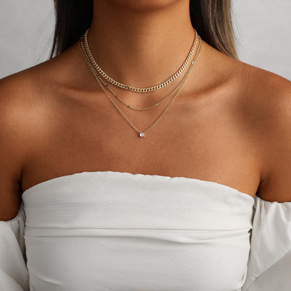Coshilta Layered Gold Necklaces for Women, 14K Plated Gold Sterling Silver Plated Dainty Pendant Necklace Set with Cubic Zirconia,Stackable Chain Choker,Trendy Personalized Jewelry Gift Non Tarnish