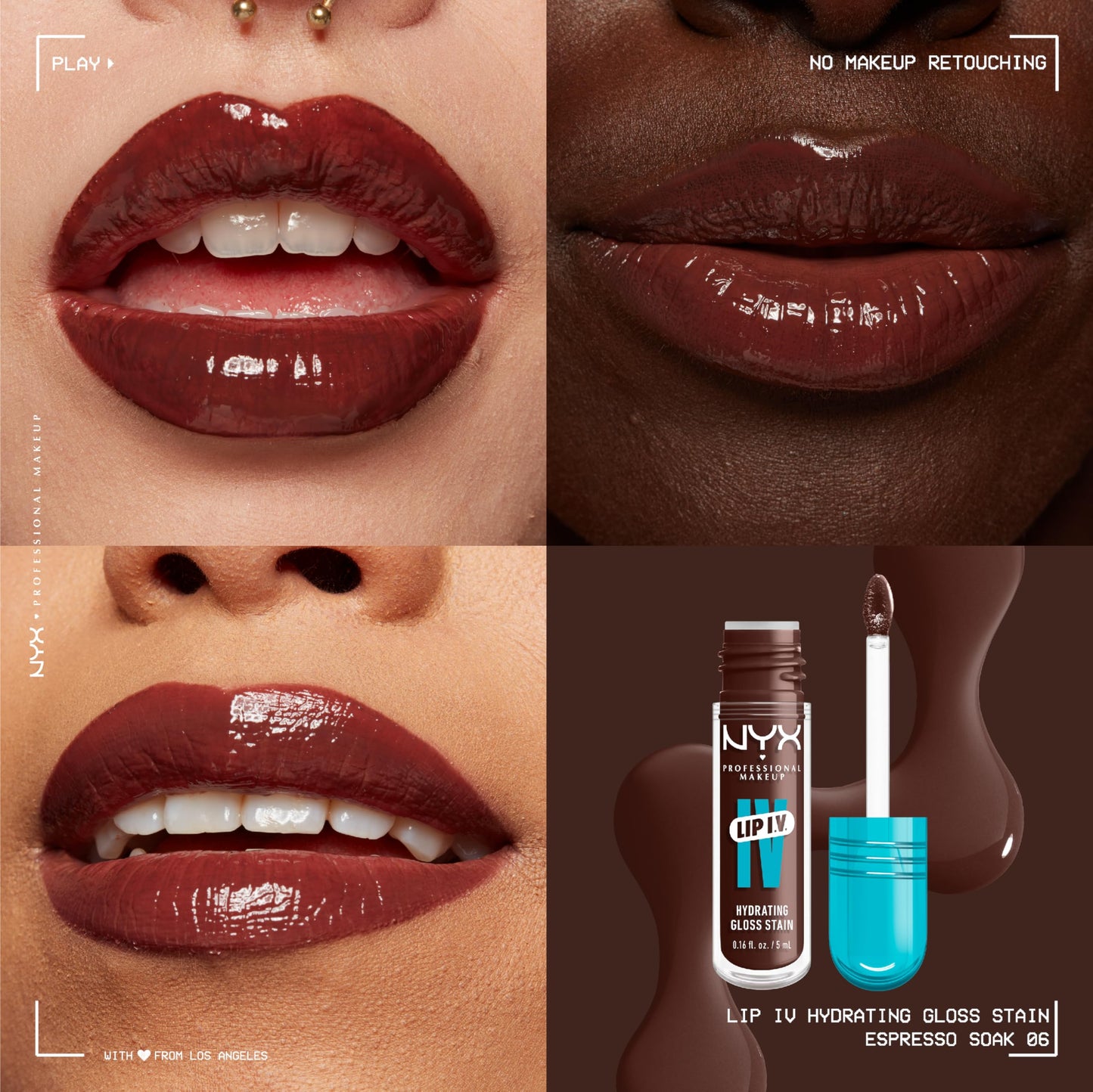 NYX PROFESSIONAL MAKEUP Lip IV Hydrating Glossy Lip Stain with 12HR Hydration - Drippin In Rose (Pink)