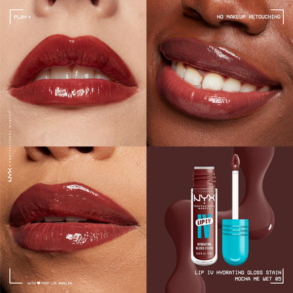 NYX PROFESSIONAL MAKEUP Lip IV Hydrating Glossy Lip Stain with 12HR Hydration - Drippin In Rose (Pink)