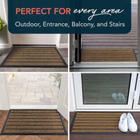 ubdyo Extra Durable Door Mat - Dirt Trapping Outdoor Welcome Mats - Non-Slip Outdoor Indoor Entrance - Low Profile Front Doormat (30" x 17", Bright Brown)