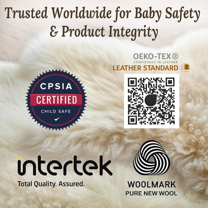 Real New Zealand Lambskin Baby Rug | LRG 2x3 feet | Soft & Gentle Unshorn Baby Sheepskin Rug for Crib, Nursery & Travel | Natural Length Lambswool, Silky Soft, Ethically Sourced, Oeko-Tex Certified