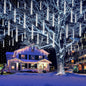 Kwaiffeo Christmas Lights Outdoor, 8 Tubes Meteor Shower Lights LED Snow Falling Icicle Cascading Light for Xmas Tree Wedding Decoration Party, UL Plug, White