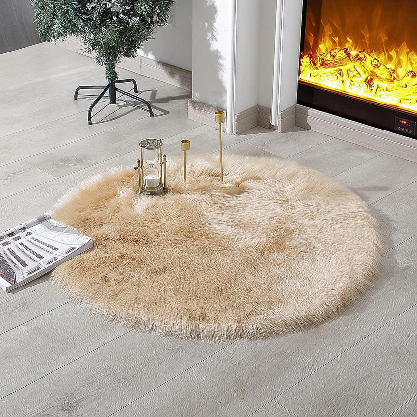 Faux Fur Rug Sheepskin Shag Fluffy Fuzzy White 2x6 ft Runner Rugs for Bedroom Bedside Bed Floor Living Room Plush High-Density Cushion Carpet Super Sofa Cover