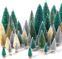 30Pcs Christmas Decorations Mini Christmas Trees, Artificial Christmas Tree Bottle Brush Trees with Wooden Base for Christmas Decor Christmas Party Home Table Craft