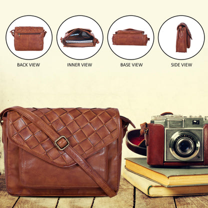 Leather Flapover Crossbody Handbag Purse for Women with Adjustable Strap & Overflap Snap Closure Tote/Bag