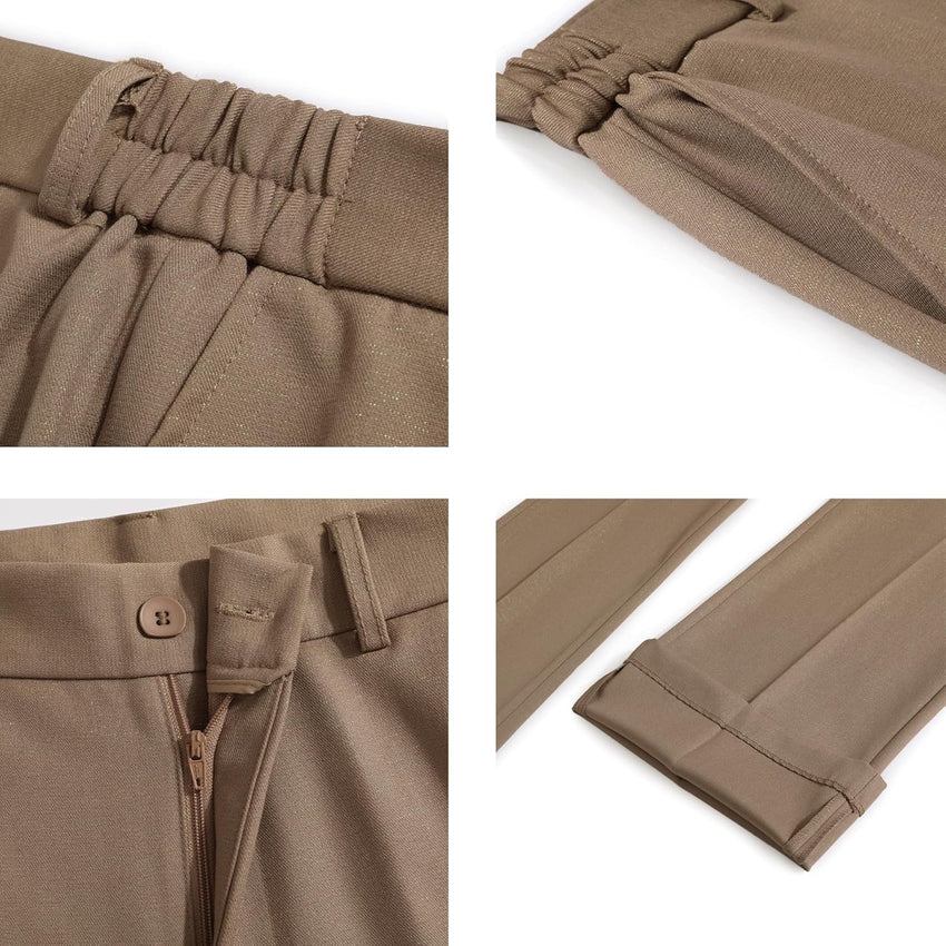 Women's Business Suit 2 Piece Set Shawl Sollar Blazer Bootcut Pants Suits for Women