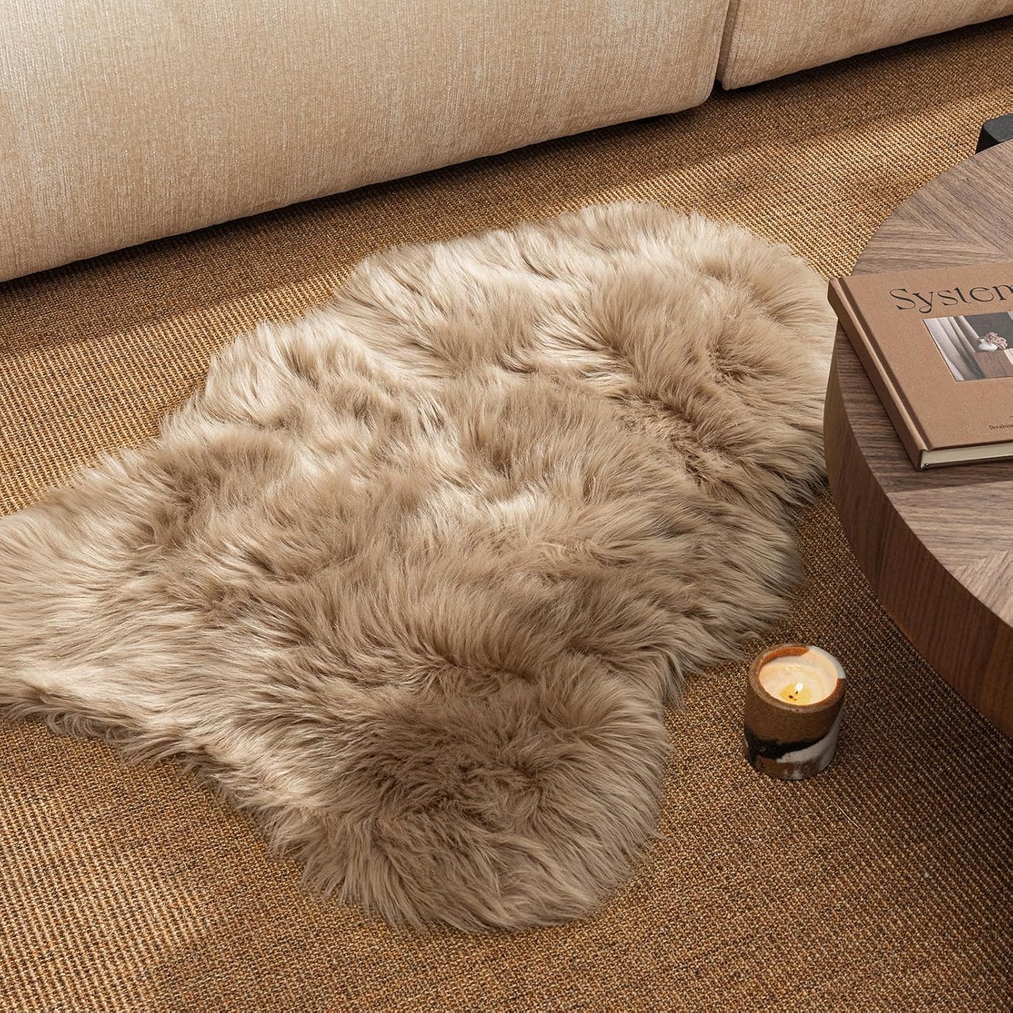 Ashler Faux Fur Rug, Fluffy White Small Sheepskin Rug, Ultra Soft 2x3 Ft Mat, Machine Washable Shag Mats, Nursery Throw for Bed, Living, Kids Room
