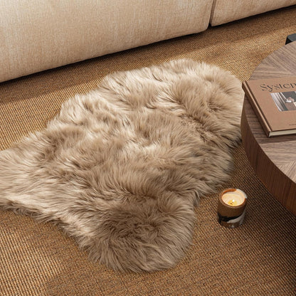 Ashler faux fur rug, Fluffy Shaggy Area Rug Ultra Soft 2 x 3 Feet Sheepskin Fur Rug, Navy Blue Fuzzy Rug Machine Washable Shag Rug, Nursery Decor Throw Rugs for Bedroom, kids room, Living Room