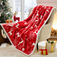 Christmas Throw Blanket, Christmas Decorations Gifts for Women, Sherpa Flannel Fleece Winter Holiday Blanket, Fluffy Cozy Soft Christams Throws for Couch Sofa Bed, ChristamsRhombus, 50" X 60"